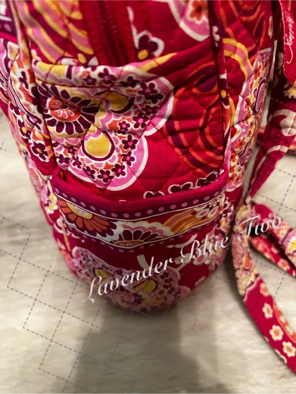 VERA BRADLEY Raspberry Fizz 2008 Zip Front Mini Backpack USA Zip Close Red Pink